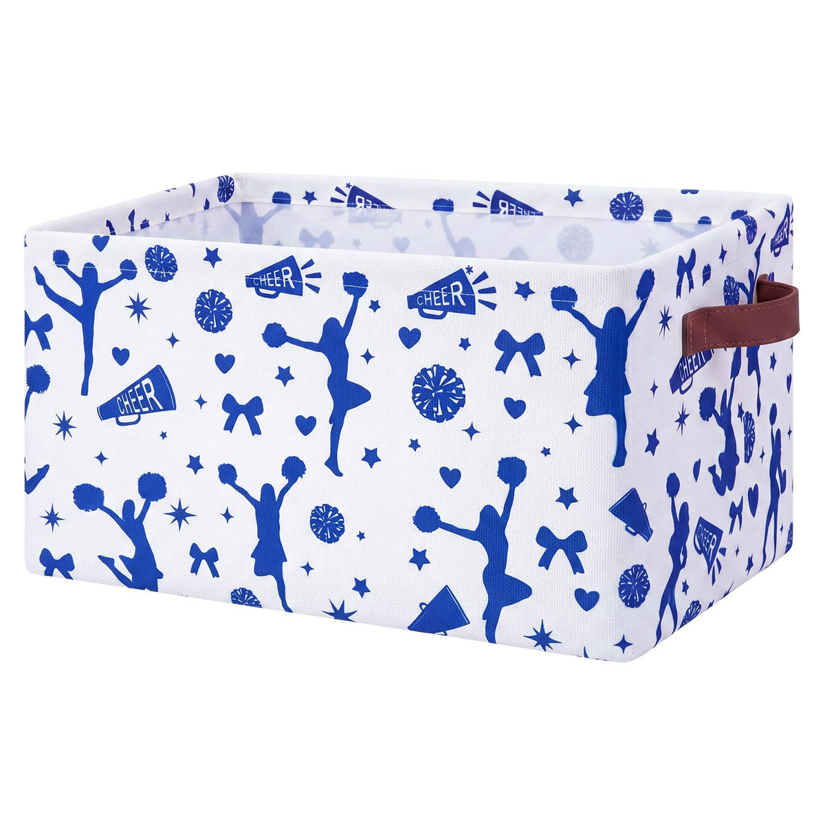 Wenqik Blue Cheer Storage Basket with Handles, Collapsible Cube Bin