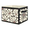 uinwk Boho Neutral Beige and Black Floral Storage Bins, 70s Retro Groovy Flower Botanical Collapsible Storage Box Laundry Basket