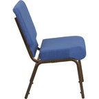 Flash Furniture Hercules Series 21''W Stacking Church Chair In Blue Fabric - Gold Vein Frame