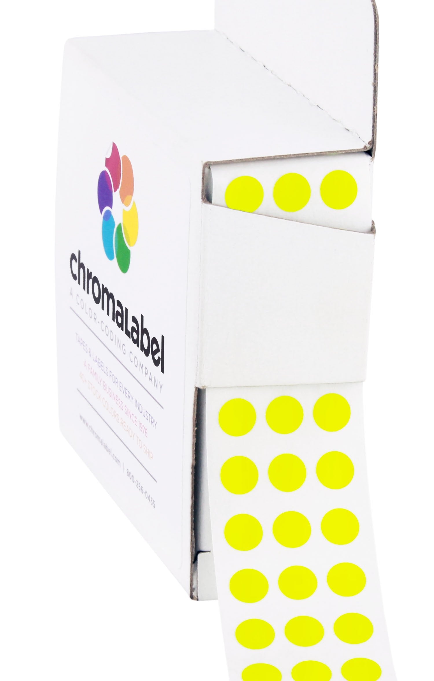 Chromalabel 0.25 Inch Fluorescent Yellow Sticky Color Coding Dot Stickers, Ideal For Pricing, Office Supplies, Teachers, Comes W