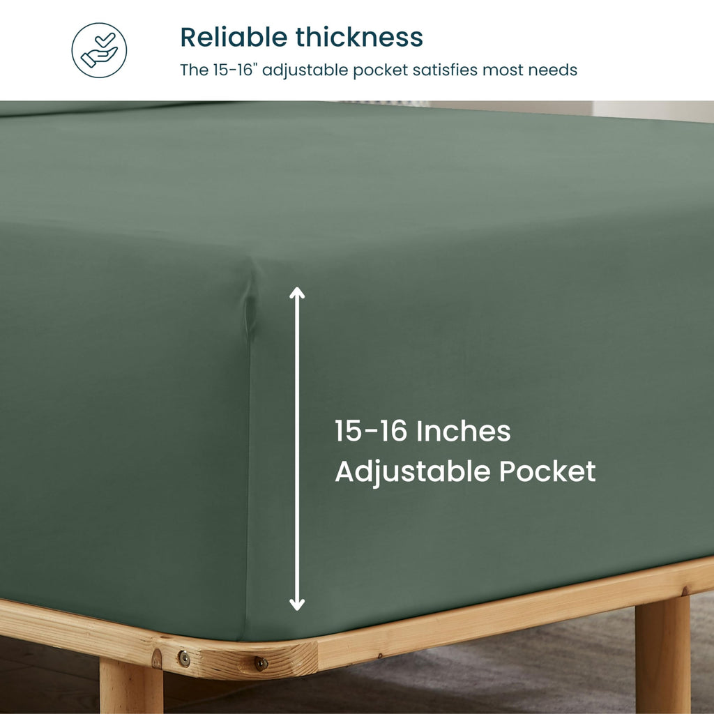 Gokotta 100% Bamboo Rayon Fitted Sheet With Pillow Cases, 300 Tc Super Soft Breathable Cooling Fitted Sheet Cal King Size With 4