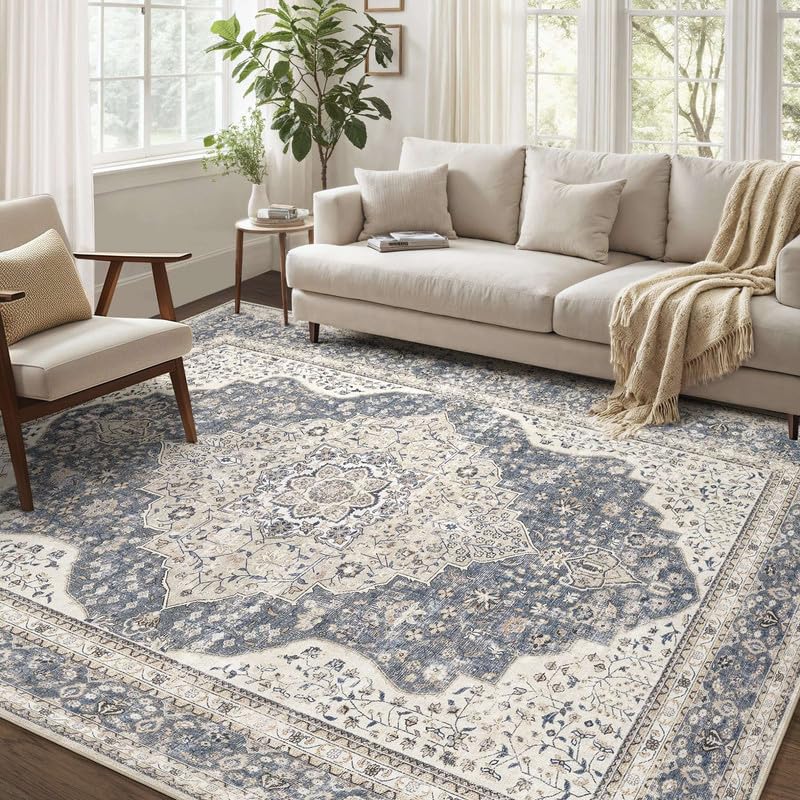 homewill Washable Rug 9x12 Area Rugs for Living Room Bedroom Dining Room Home Office Floor Decor -Stain & Fade Resistant Non Sli