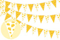 Sursurprise Cheese Themed Party Decorations, 3Pcs Cheese Banner Pennant Triangle Flags Bunting Banner for Macaroni and Cheese Bi