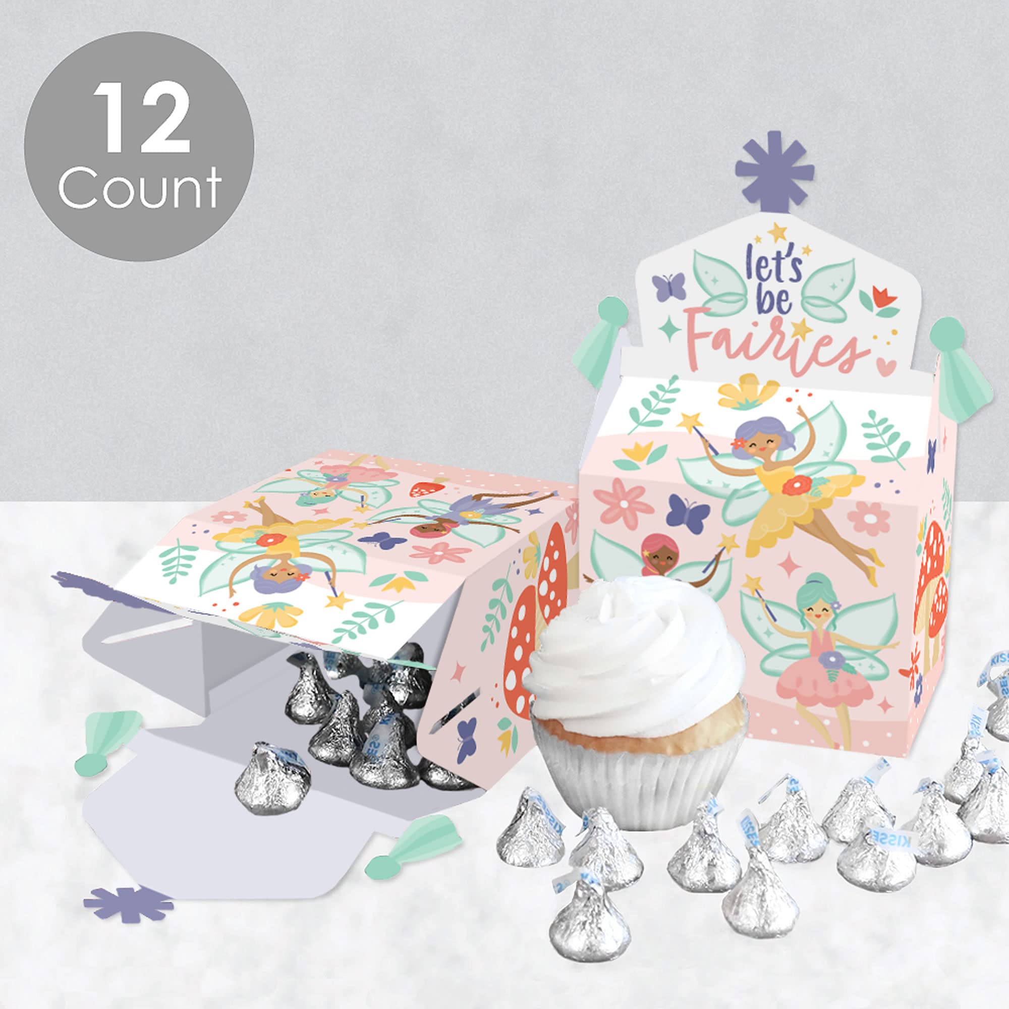 Big Dot Of Happiness Lets Be Fairies - Treat Box Party Favors - Fairy Garden Birthday Party Goodie Gable Boxes - Set Of 12