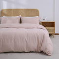 Simple&Opulence 100% Linen Duvet Cover Set, 2 Pcs Pure Natural French Flax Blush Pink Duvet Cover Twin Size, Breathable Soft Com