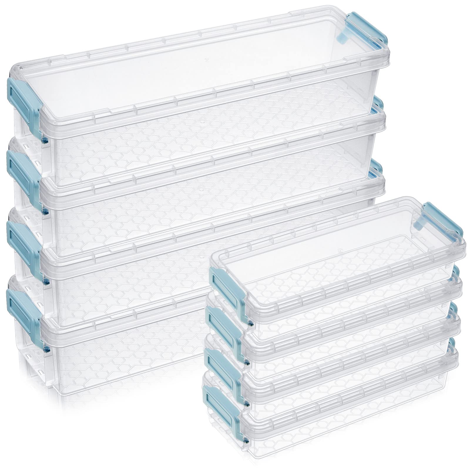 Gueevin 8 Pcs Long Plastic Stackable Box Large Capacity Pencil Box Clear Plastic Supply Box For School Pencil Container Plastic