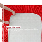 Nestl Split King Sheets Sets For Adjustable Bed - 5 Piece Split King Sheet Set, Double Brushed Split King Sheets, Hotel Luxury Red Sheets, Extra Soft Bedding Sheets & Pillowcases