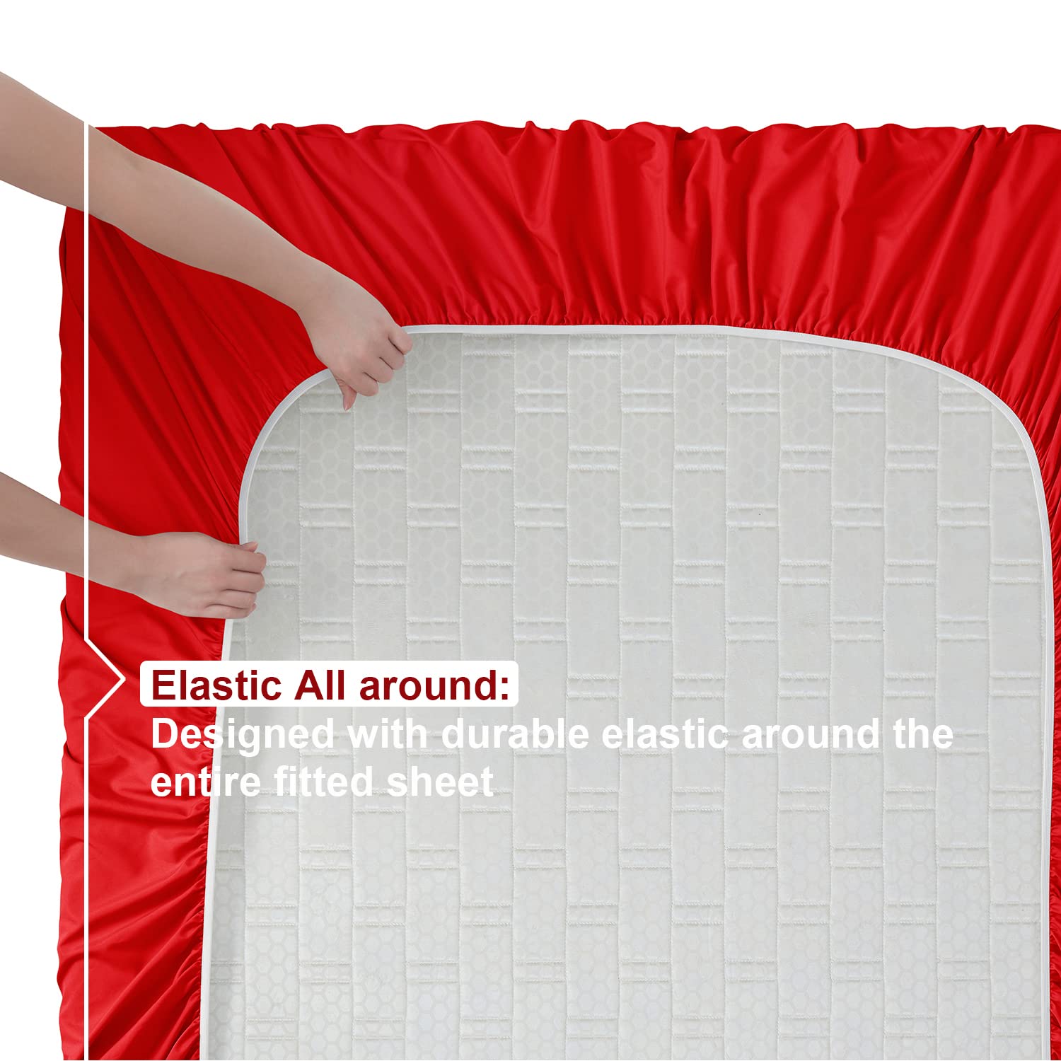Nestl Split King Sheets Sets For Adjustable Bed - 5 Piece Split King Sheet Set, Double Brushed Split King Sheets, Hotel Luxury Red Sheets, Extra Soft Bedding Sheets & Pillowcases