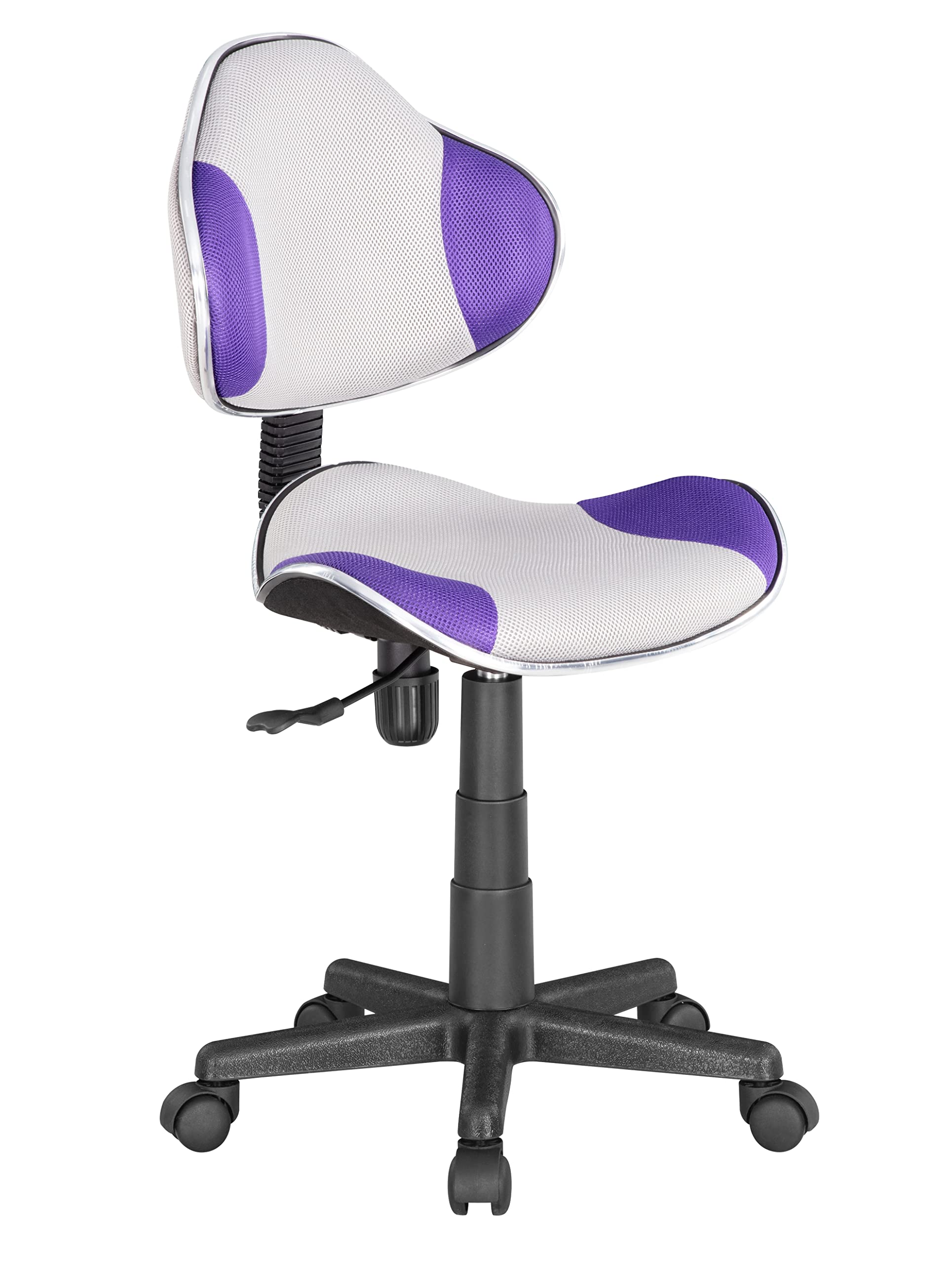 Jjs Home Office Low Back Computer Executive Chair, Ergonomic Mesh Chair With Extra Large Base And Pads, Purple/Grey