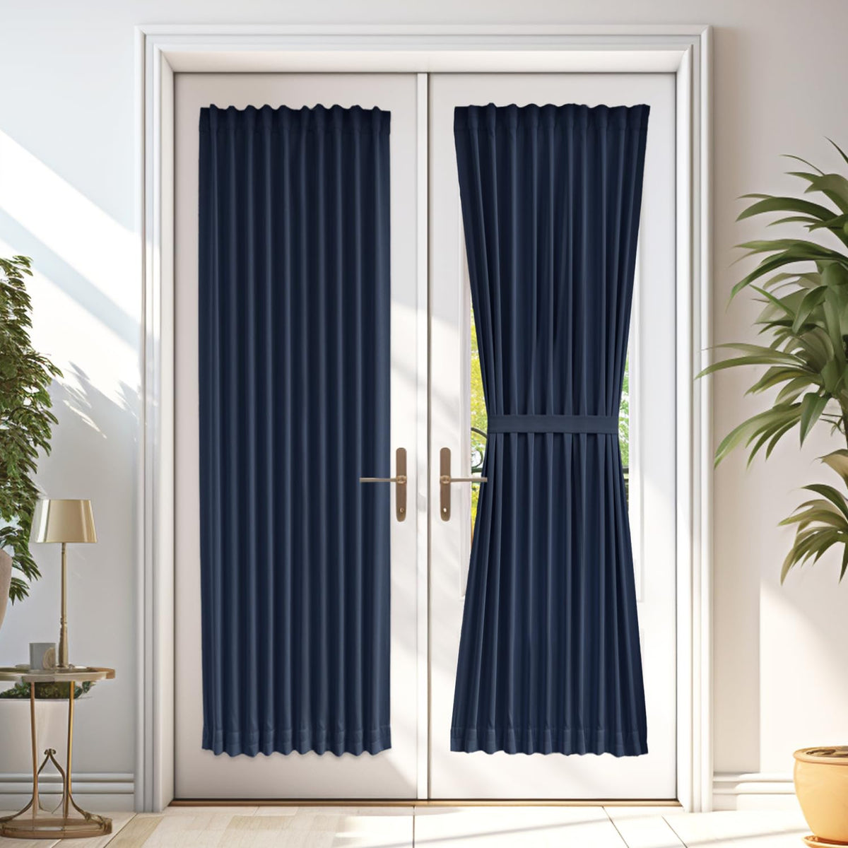 Vatge Door Curtain for Kitchen Window Privacy - 72 Inch Sliding Closet Doorway Curtain Rod Pocket Panel Cover for French Door, 1