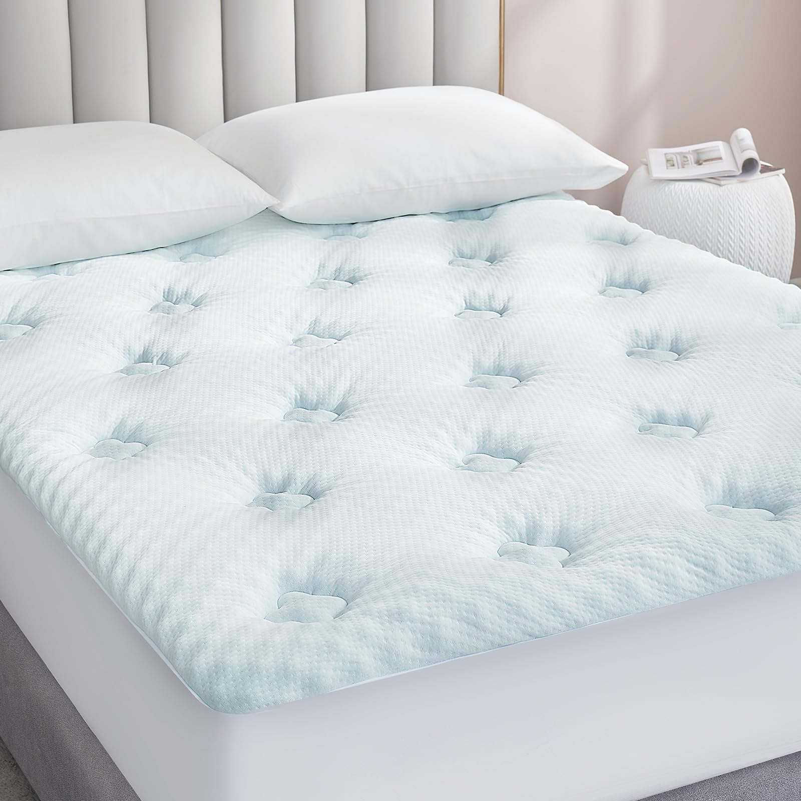 Hansleep Memory Foam Mattress Topper Full, Cooling Mattress Topper Full Size With Deep Pocket, Breathable Pillow Top Mattress Pa