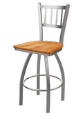 810 Contessa Stainless Steel 25 Swivel Counter Stool with Medium Maple Seat