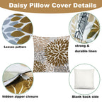 Comminy Brown Grey Pillow Covers 18X18 Set Of 6 Decorative Daisy Flower Throw Pillow Cover For Couch Modern Coffee Pillow Case F