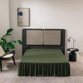 Green Bed Skirt Twin Size Ruffled Bed Skirt With Split Corners, Twin Bed Skirt 12 Inch Drop, Twin Size Bed Skirt Green For Ruffl
