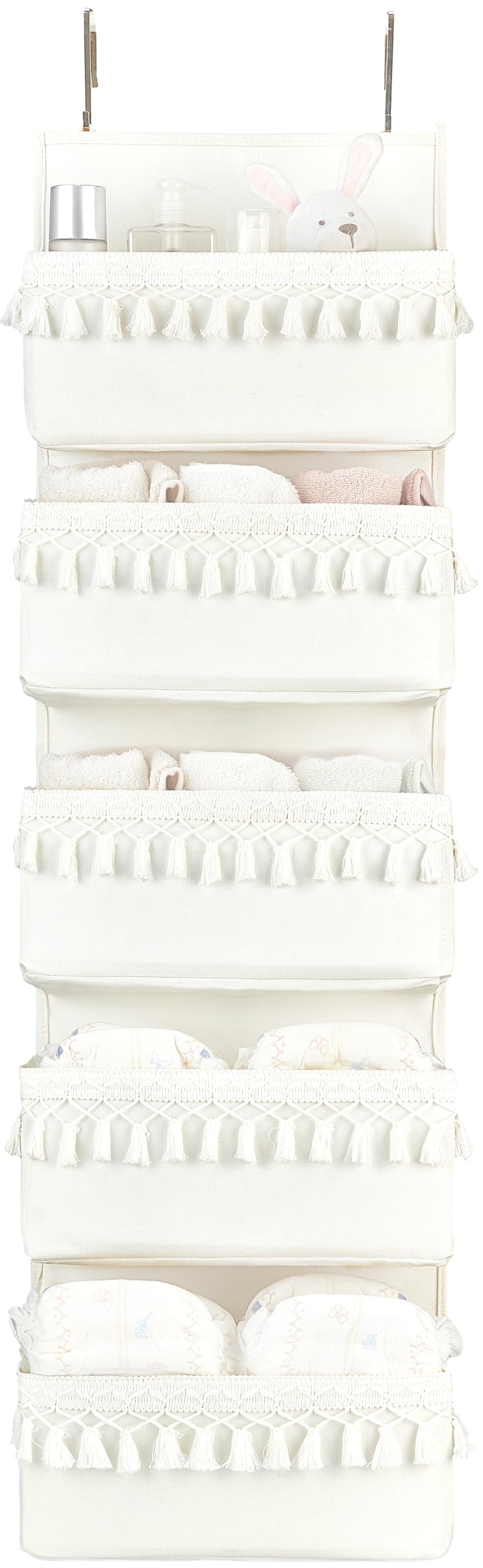 Dahey Over The Door Organizer Boho Nursery Storage Decor Closet Hanging Organizer With Tassels Decoration For Bedroom Nursery Ba