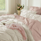 Andency Beige Comforter Set Twin(66X90Inch), 2 Pieces Twin Size Comforter For Girls Kids, Soft Microfiber Pinch Pleat Comforter Set, All Season Lightweight Bedding Comforter Set