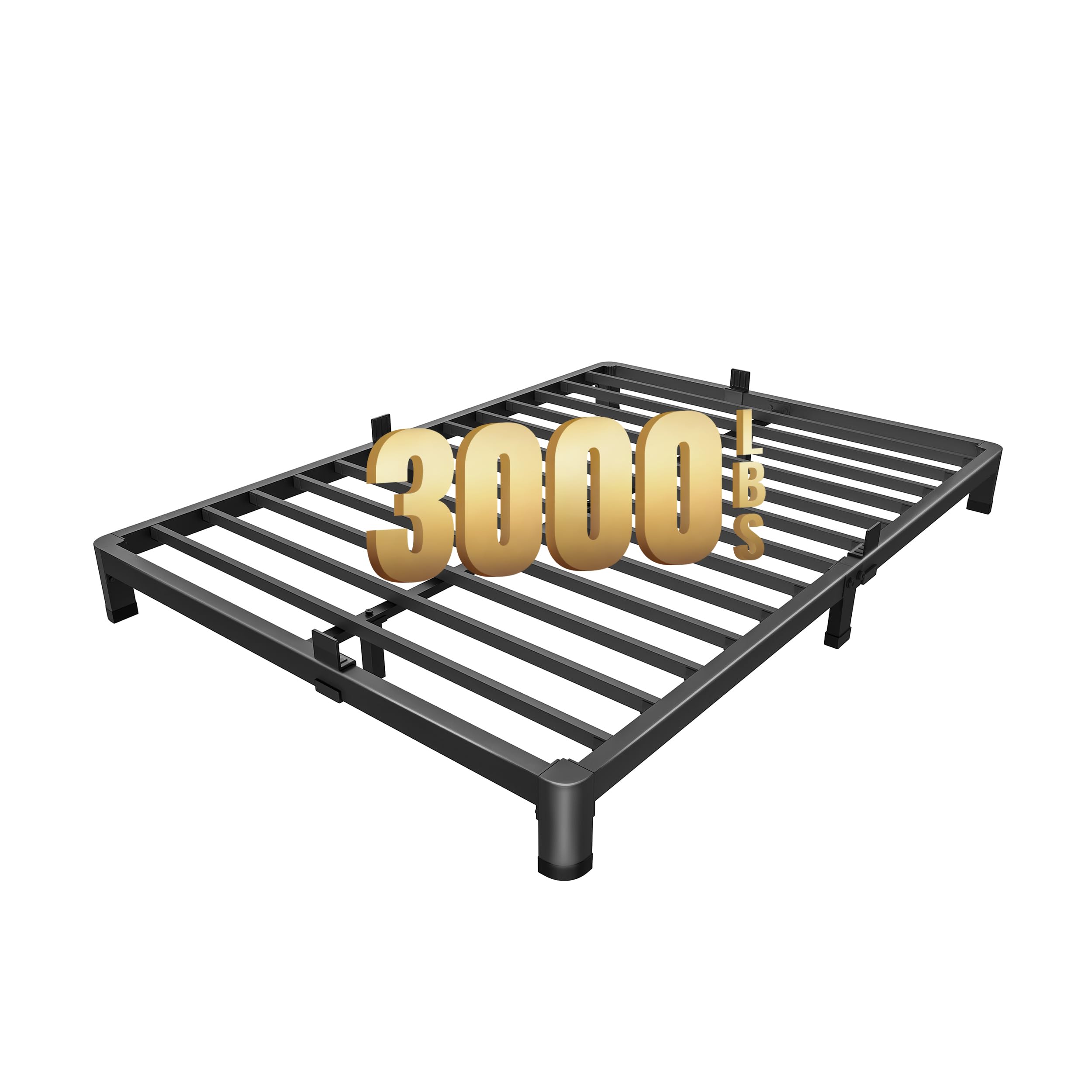 Maf 4 Inch Queen Metal Platform Bed Frame With Round Corner Legs, 3000 Lbs Heavy Duty Steel Slats Support, Noise Free, No Box Spring Needed, Easy Assembly
