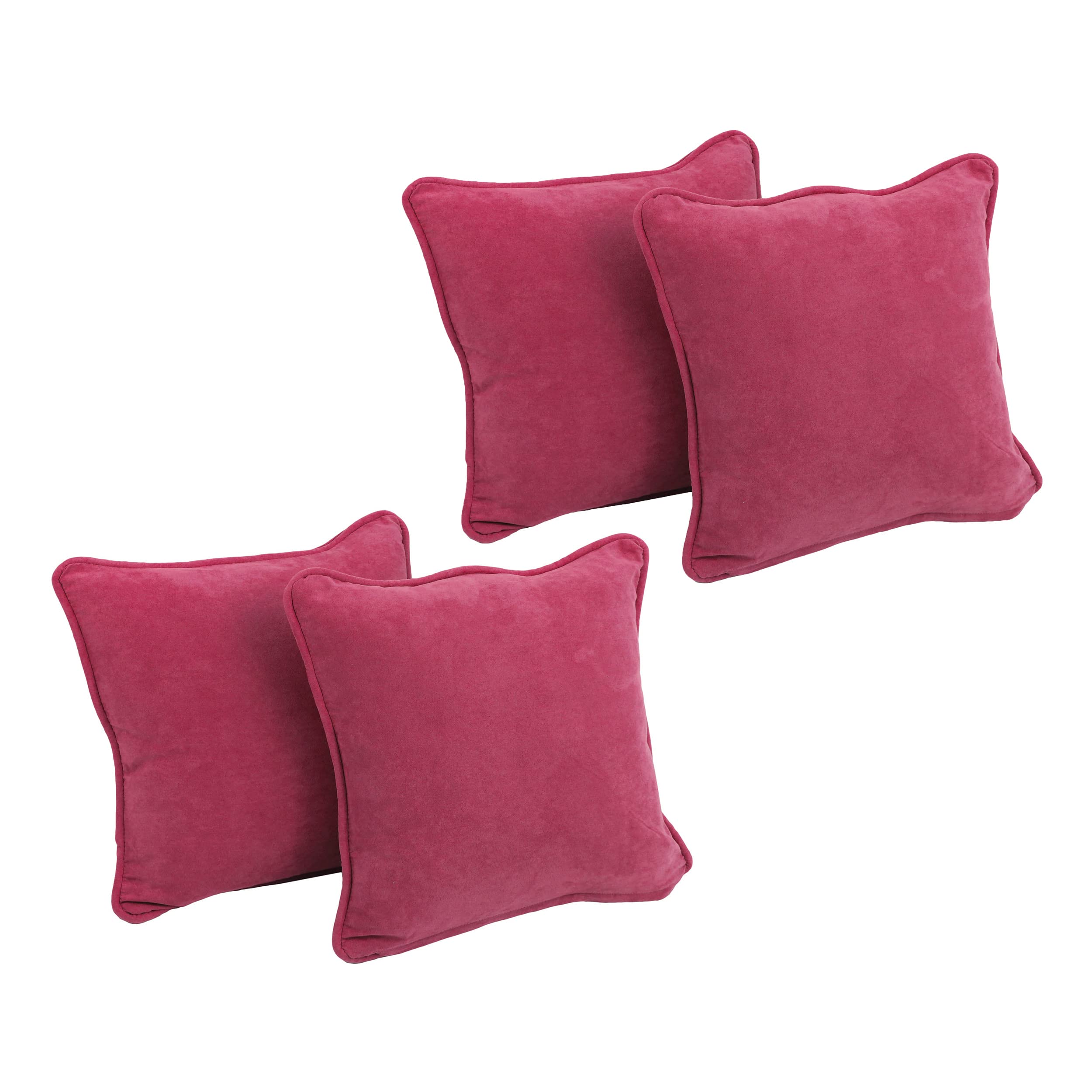 Blazing Needles Corded Microsuede Throw Pillow, 18", Bery Berry 4 Count
