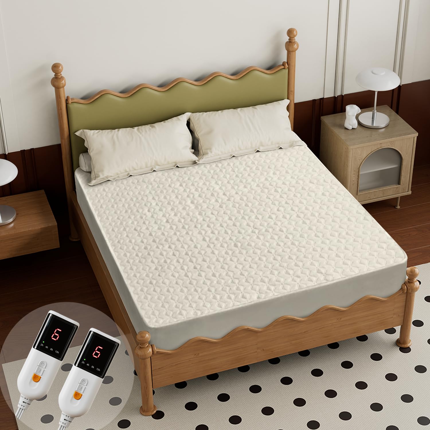 Gotcozy Heated Mattress Pad King Size Dual Control - Electric Mattress Pad Fit Up To 15 With 6 Heat Setting & 10 Hour Auto Off E