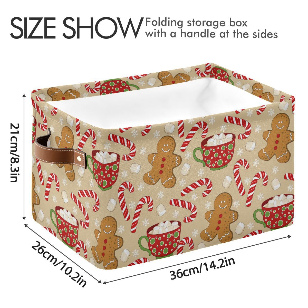 Christmas Gingerbread Man Storage Basket Fabric Kitchen Baskets Xmas Candy Cane Winter Snowflake Open Home Storage Bins Boxes Fo