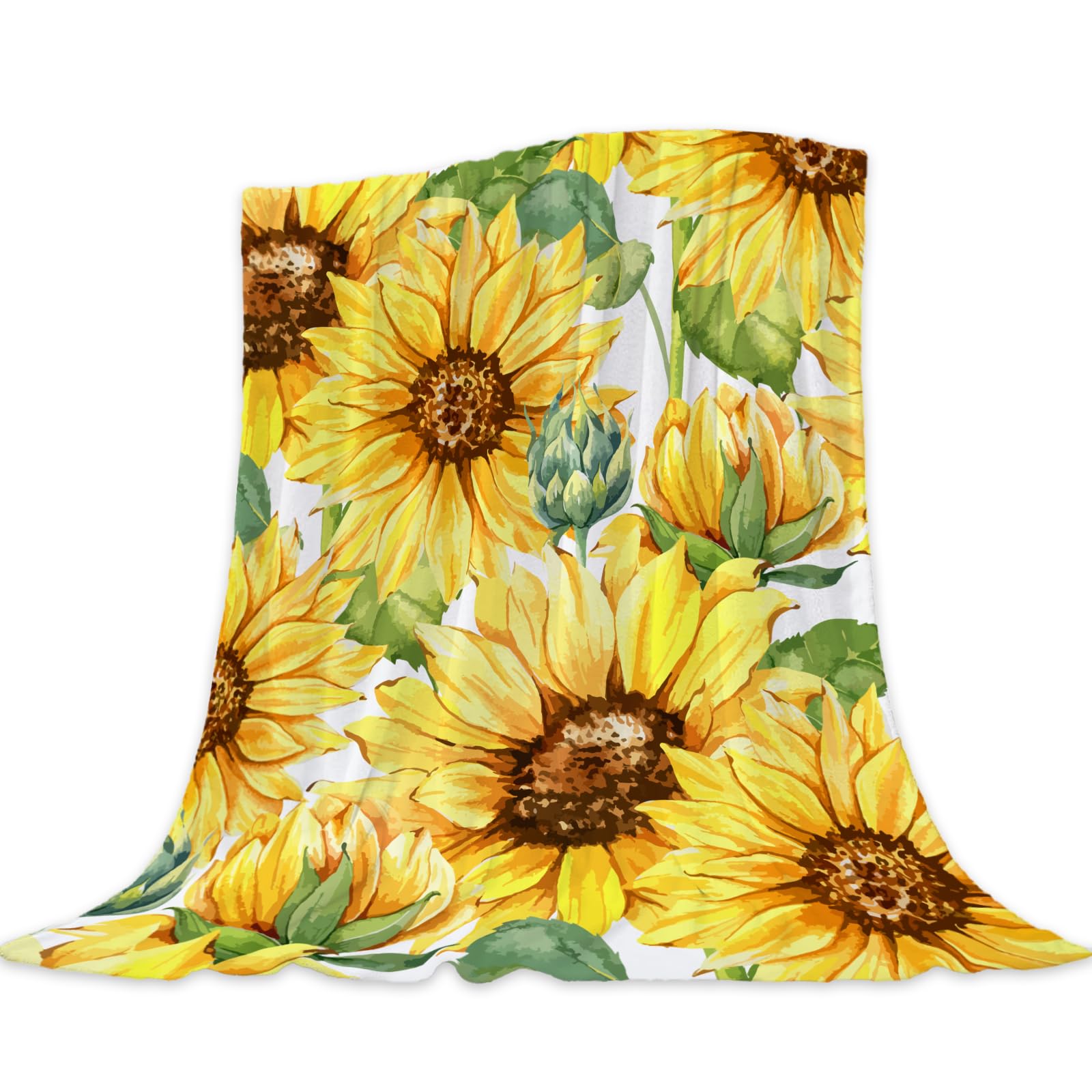 Neatee Living Sunflower Decorative Throw Blanket Twin Size Spring Summer Floral Blanket Couch Sofa Bed Soft Cozy Lightweight Fuz