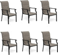 Mfstudio Patio Dining Chairs Set Of 6, Padded Textilene Patio Chairs Outdoor Dining Chairs, High Back Sling Patio Chairs For Bac