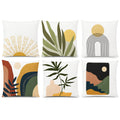 COMMINY Abstract Boho Pillow Covers 18x18 Set of 6,Rustic Sunset Leaves Throw Pillow Cover,Minimalist Modern Pillow Case for Cou