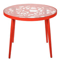 LeisureMod Red End Table with Glass Top and Aluminum Base for Indoor & Outdoor Use