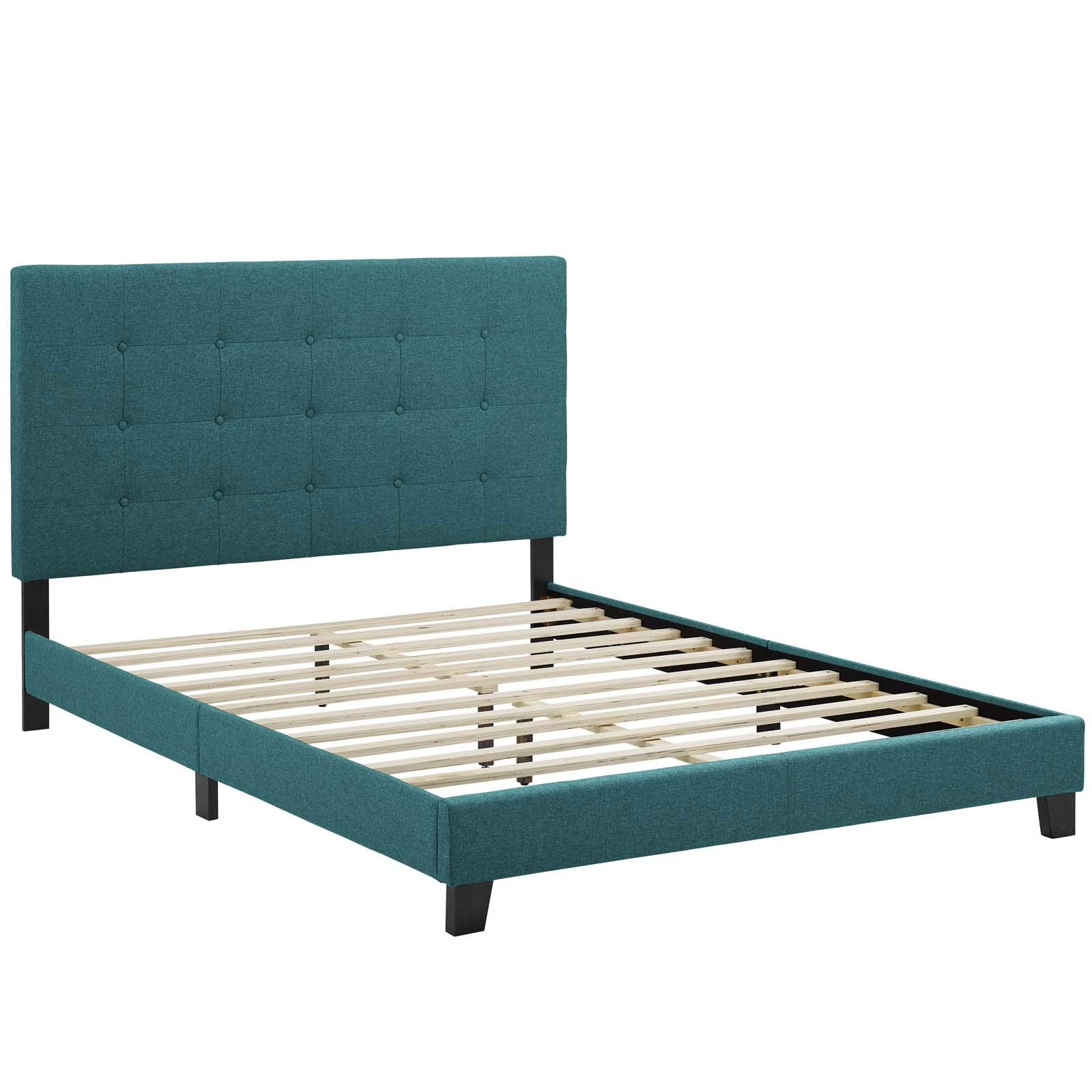 Modway Melanie Tufted Fabric Upholstered Twin Platform Bed in Teal