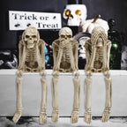Newman House Studio Halloween Statues No-Evil Skeleton Collectible-Figurines - Realistic Skull Decorations See Speak Hear No Evi