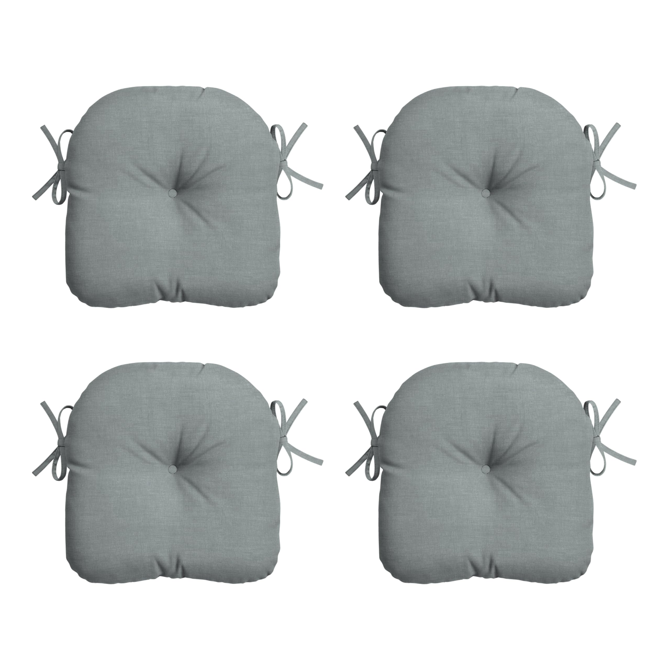 Arden Selections Outdoor Tufted Bistro Seat Cushion, Set Of 4, 14.5 In X 15 In, Rain-Proof, Fade Resistant 14.5 X 15, Stone Grey