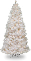 National Tree Company lit Artificial Christmas Tree Includes Pre-strung Velvet Frost White Lights with Silver Glitter and Stand,