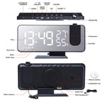 Evilto Projection Alarm Clock For Bedroom Ceiling Digital Radio With Usb Charger Ports, 7.3'' Large Led Screen, 4 Dimmer, Dual A