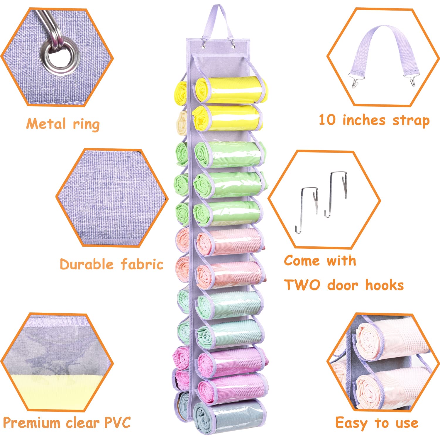 Rzmayis Nylon Legging Storage Bag Storage Hanger Can Holds 24 Leggings Or Shirts Jeans Compartment Storage Hanger, Foldable Legg
