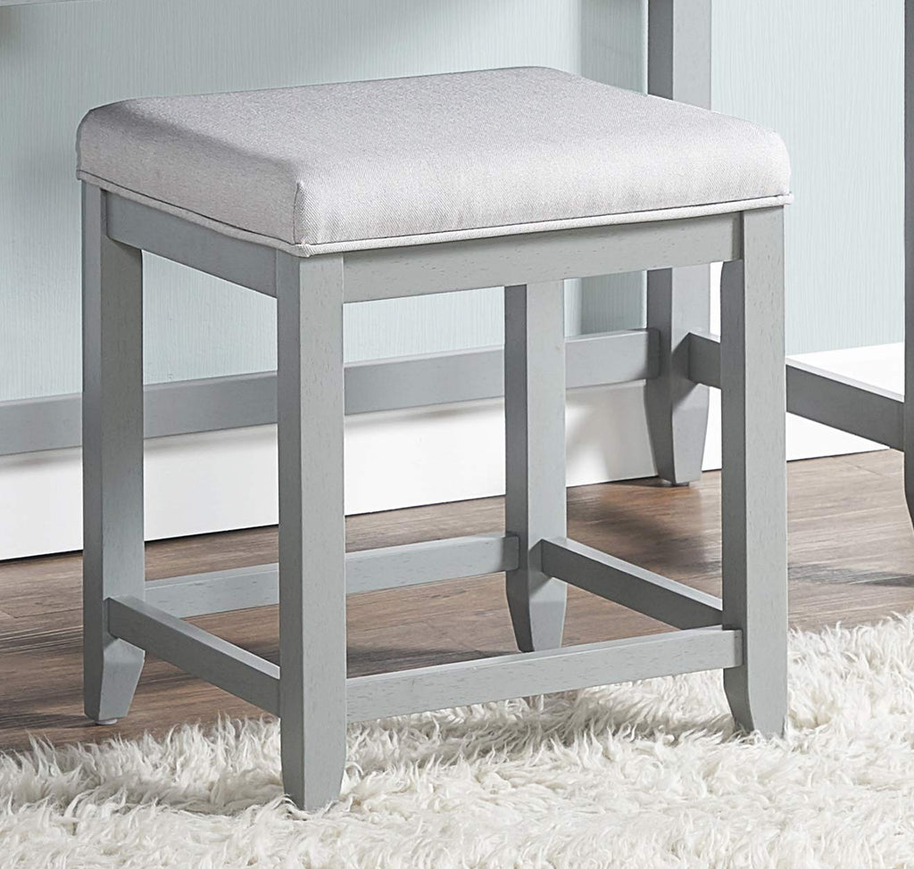 Crosley Furniture Vista Makeup Vanity Chair with Upholstered Seat, Vintage Gray