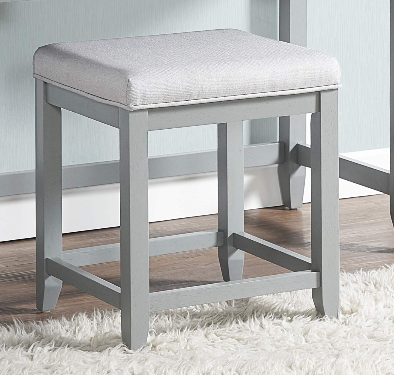 Crosley Furniture Vista Makeup Vanity Chair with Upholstered Seat, Vintage Gray