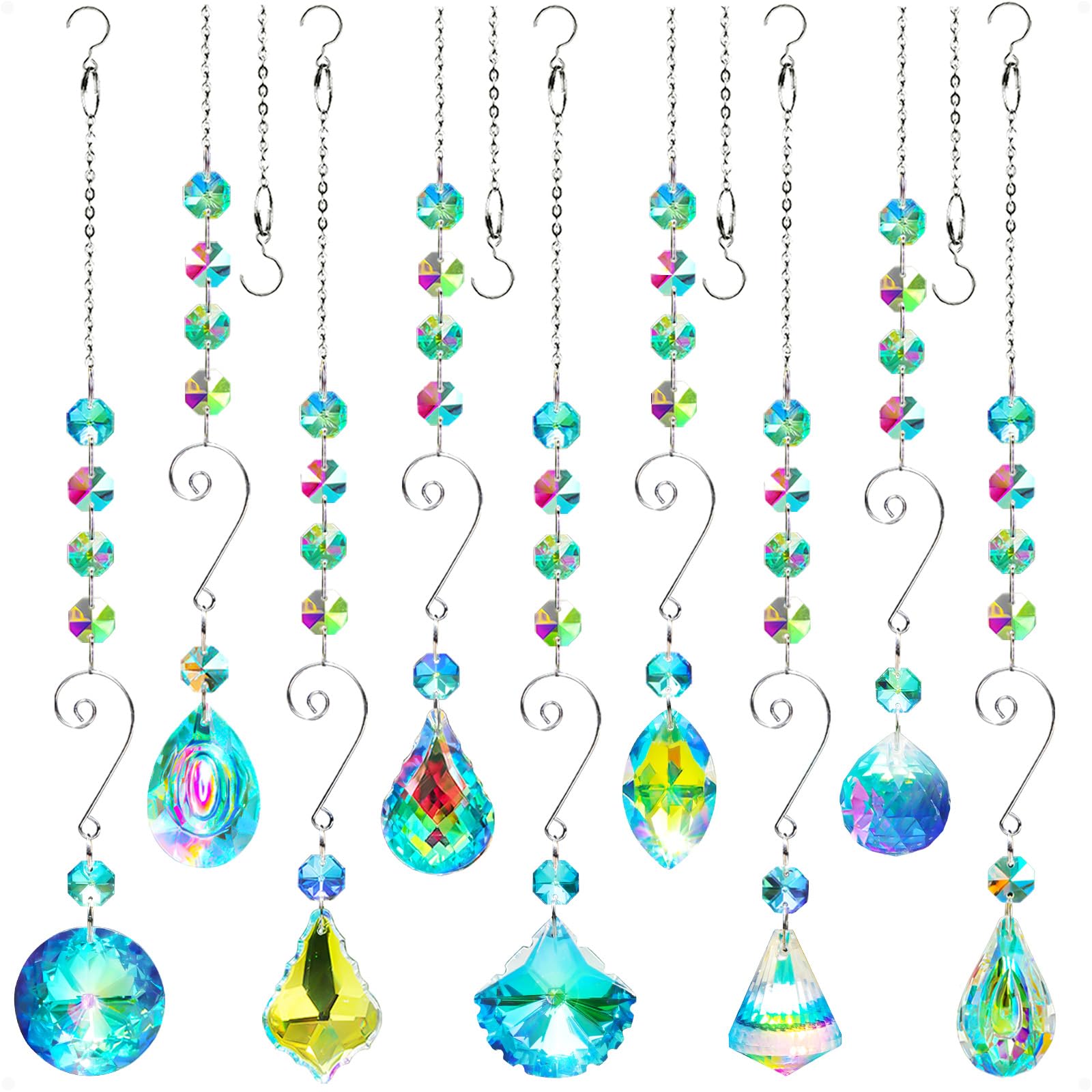 9 Pieces Sun Catchers Indoor Window Suncatcher Crystals Beads Rainbow Prism Balls Pendant Colorful Light Catcher Hanging Ornamen