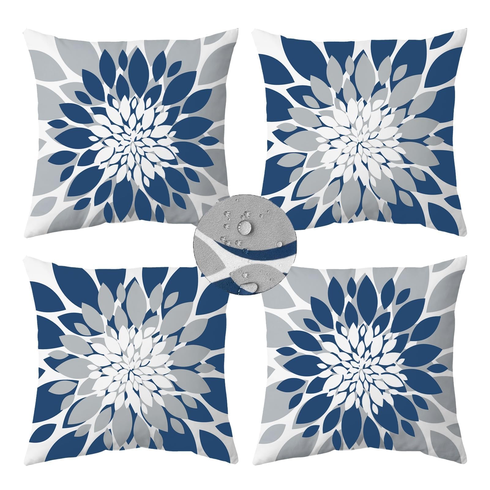 Qahing Pack Of 4 Outdoor Waterproof Pillow Covers 24X24 Decorative Outdoor Throw Pillows Garden Square Cushion Cases For Patio F