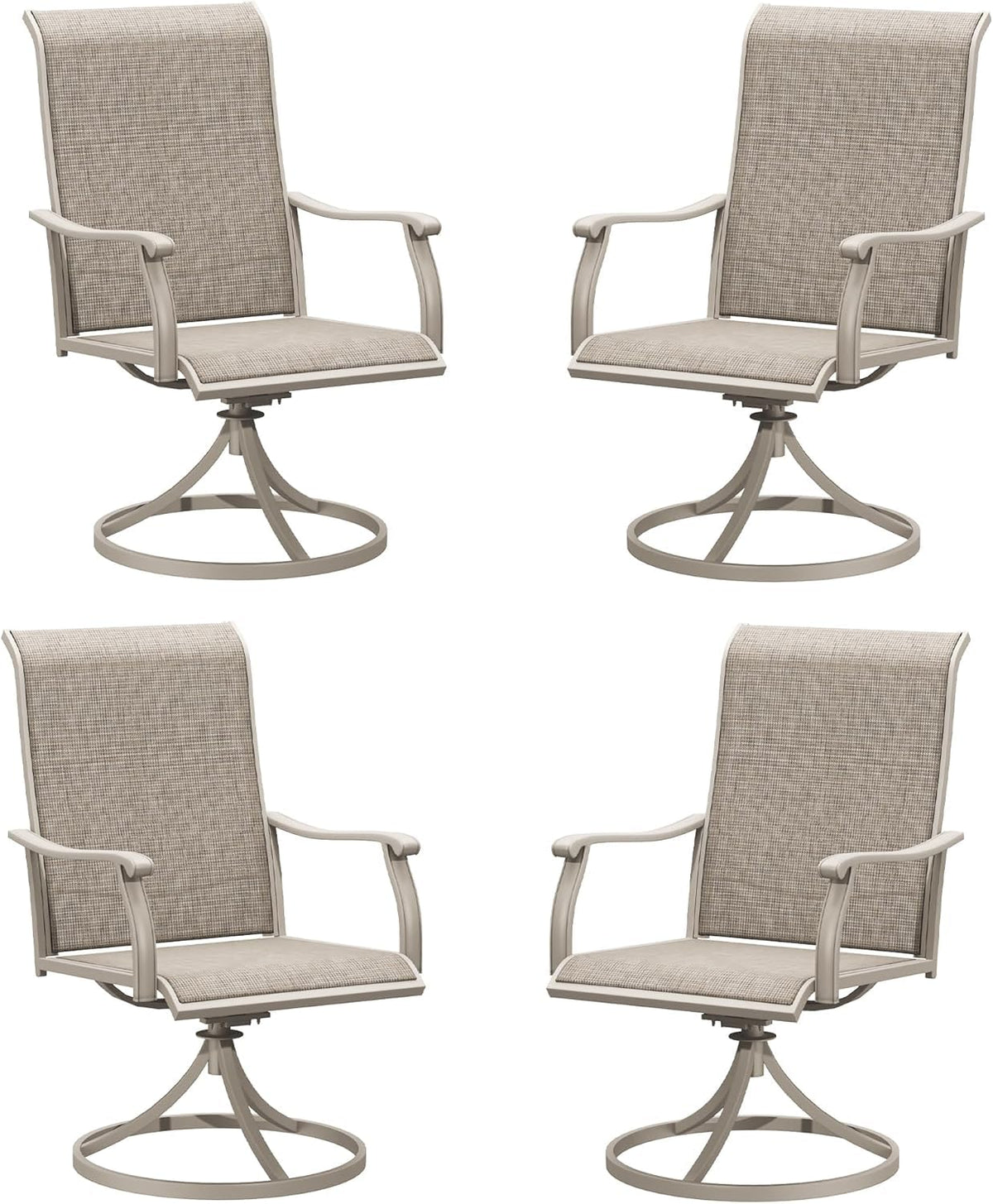 Vicllax Patio Swivel Dining Chairs Set Of 4, Outdoor Swivel Textilene Patio Chairs Garden Chairs For Front Porch Backyard Deck,