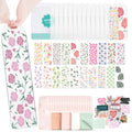 YOPPIX 6x2    Acrylic Bookmark Blanks- 20 Set Bookmark Making Kit with 20 UV DTF Stickers About Flower Theme 20 Ribbon 80 Bookis