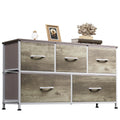 WLIVE Dresser for Bedroom with 5 Drawers, Wide Chest of Drawers, Fabric Dresser, Storage Organizer Unit with Fabric Bins for Clo