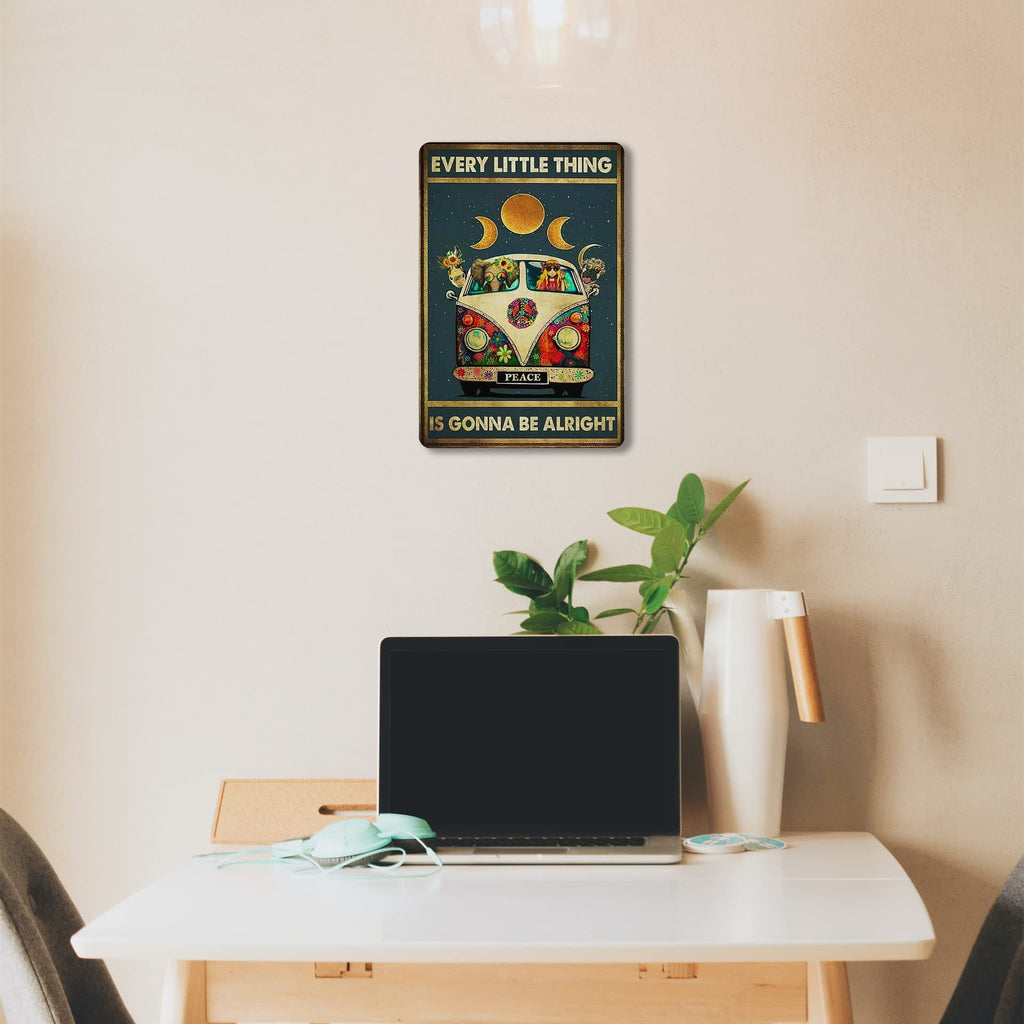 Fmcmly Every Little Thing Is Gonna Be Alright Vintage Tin Signs Hippie Boho Wall Art Encouragement Gifts For Women Home Kitchen