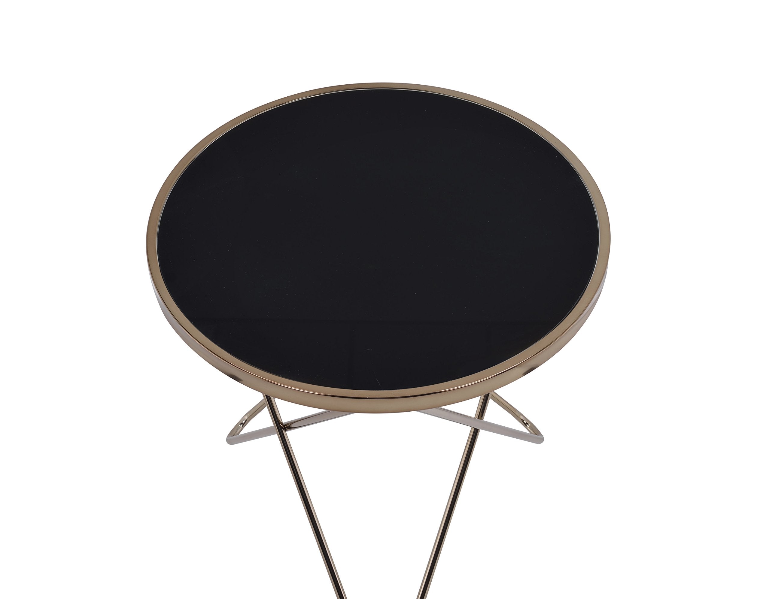 Acme Valora End Table In Black Glass And Champagne