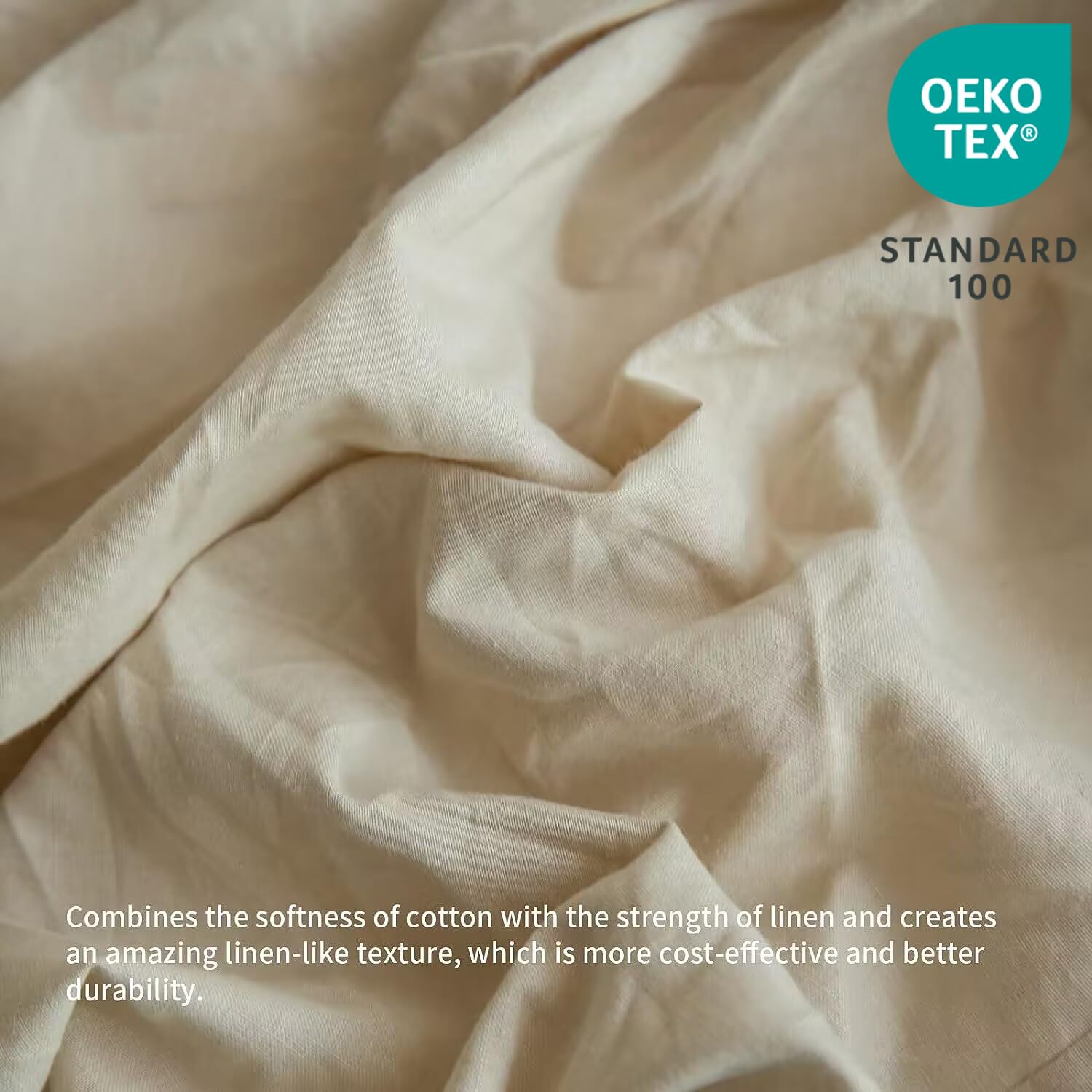 Biselina French Linen Bed Skirt With Pleated Frills 18-Inch Tailored Drop Natural Flax Cotton Blend Dust Ruffle Soft Cozy Farmho