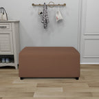 Purefit Super Stretch Soft Form Fit Ottoman Cover Rectangle - Ottoman Slipcovers For Foot Stool & Folding Storage Furniture For Living Room With Nonslip Elastic Bottom (Small, Brown)