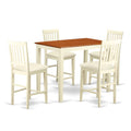 East West Furniture YAVN5-WHI-C 5 Piece Kitchen Counter Set Includes a Rectangle Dining Room Table and 4 Linen Fabric Upholstered Dining Chairs, 30x48 Inch, Buttermilk & Cherry
