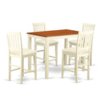 East West Furniture YAVN5-WHI-C 5 Piece Kitchen Counter Set Includes a Rectangle Dining Room Table and 4 Linen Fabric Upholstered Dining Chairs, 30x48 Inch, Buttermilk & Cherry
