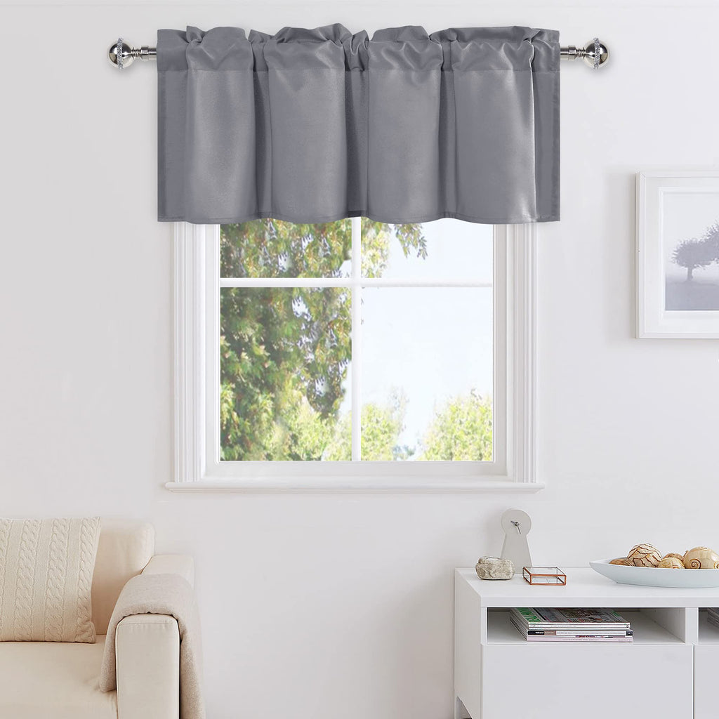 DWCN Valance Curtains for Living Room, Kitchen Valance Solid Short Topper - Rod Pocket Basement Window Curtains -1 Panel, 42 X 1