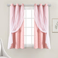 Lush Decor Star Sheer Insulated Grommet Blackout Window Curtain Panel Pair, 63' L X 38' W, Pink