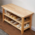 Xkzg Storage Bench Wooden Shoe Bench Simple Style Wood Entryway Bench Shoe Rack (Natural,31.5')